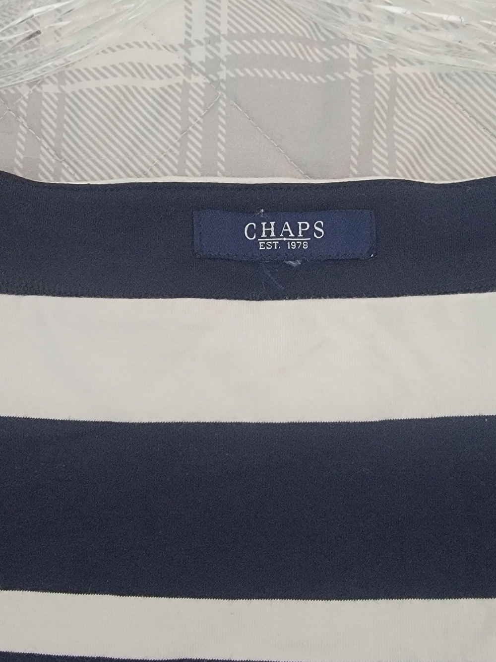 CHAPS Nautical Wide Stripe Top in Navy & White
